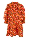 Emily Lovelock Julia Dress In Orange Multi In Red