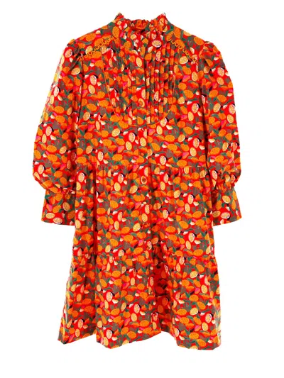 Emily Lovelock Julia Dress In Orange Multi In Red