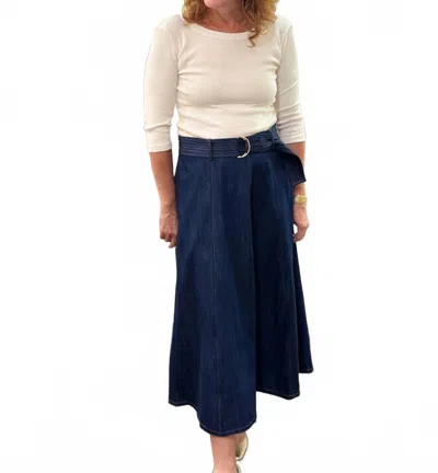 Emily Lovelock Layla Belted Denim Skirt In Blue
