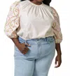 Emily Lovelock Lilly 3/4 Sleeve Pullover Blouse - Plus In Ivory In Multi