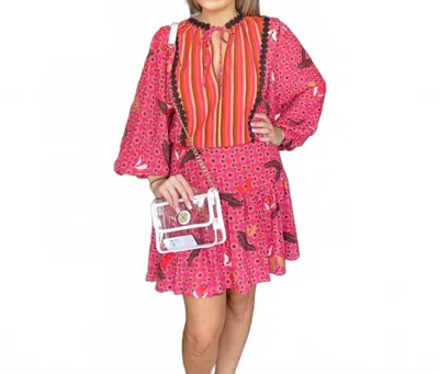 Emily Lovelock Mandy Mix Dress In Beetroot In Multi
