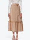 Emily Lovelock Margaret Eyelet Midi Skirt In Beige In Beige