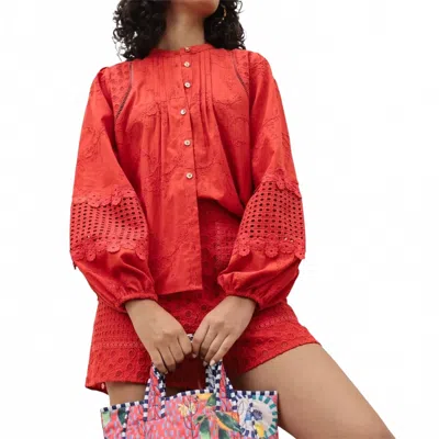 Emily Lovelock Martha Blouse In Lava Red In Pink