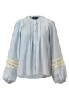 Emily Lovelock Martha Top In Chambray Blue In Blue