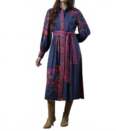 Emily Lovelock Melody Dress In Navy In Multi