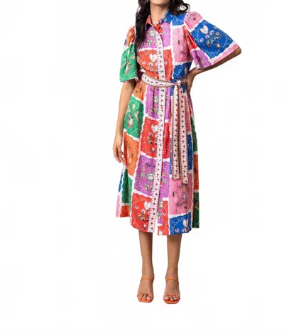 Emily Lovelock Melody Scarf Dress In Pink Multi
