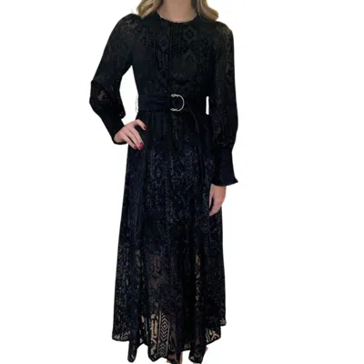 Emily Lovelock Shannon Devore Dress In Black