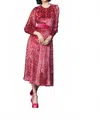Emily Lovelock Sharon Devore Dress In Fuchsia In Red