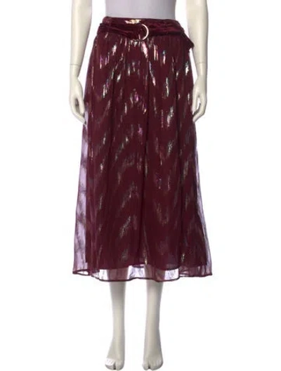 Pre-owned Emily Lovelock Silk Midi Length Skirt W/ Tags In Burgundy