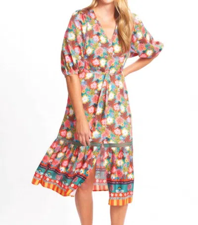 Emily Lovelock Sophie Tiger Print Midi Dress In Pink Multi