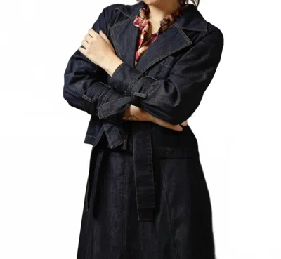 Emily Lovelock Susan Belted Denim Jacket In Blue