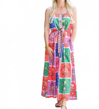 Emily Lovelock Victoria Scarf Print Dress In Pink Multi