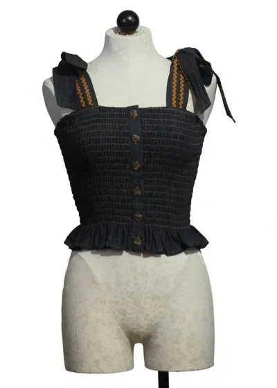 Emily Lovelock Women's Ivy Blouse In Blue In Black