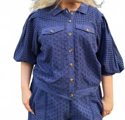 Emily Lovelock Women's Judy Broderie Anglaise Top In Dark Blue