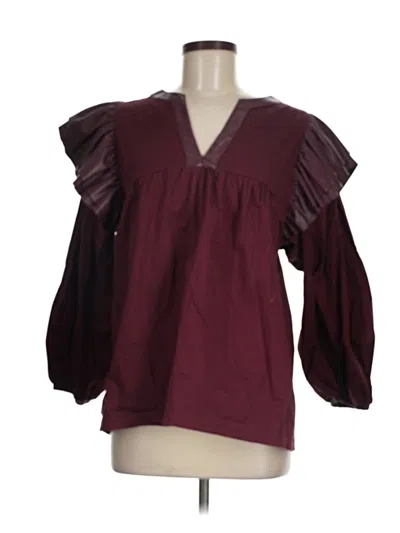 Pre-owned Emily Mccarthy 3/4 Sleeve Blouse In Burgundy