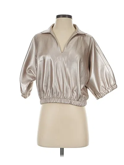 Pre-owned Emily Mccarthy 3/4 Sleeve Blouse In Tan