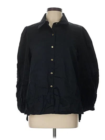 Pre-owned Emily Mccarthy 3/4 Sleeve Button Down Shirt In Black
