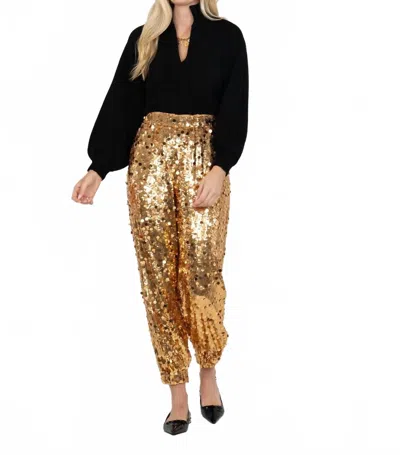 Emily Mccarthy Addison Jogger In Gold Sequin In Multi
