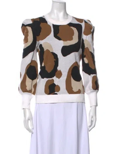 Pre-owned Emily Mccarthy Animal Print Crew Neck Sweater In Black