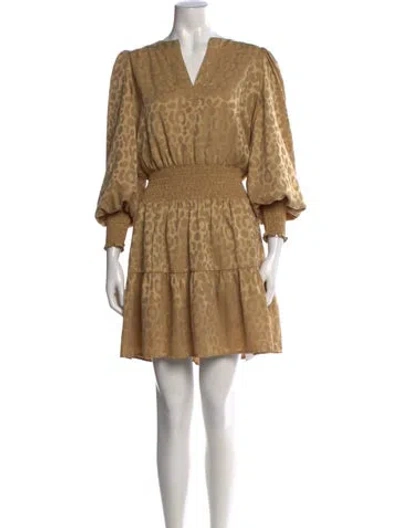 Pre-owned Emily Mccarthy Animal Print Mini Dress In Neutral