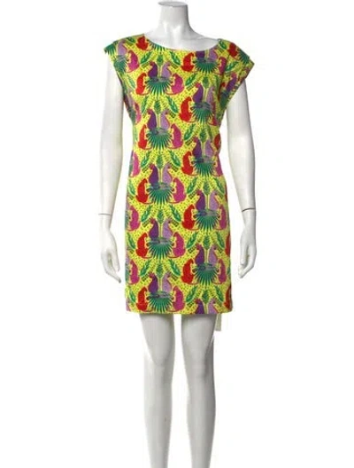Pre-owned Emily Mccarthy Animal Print Mini Dress W/ Tags In Yellow