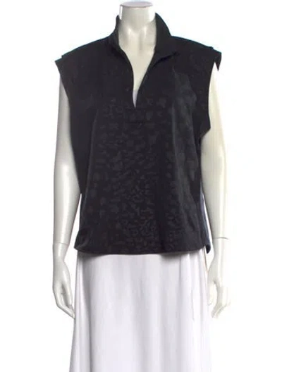 Pre-owned Emily Mccarthy Animal Print Sleeveless Top In Black