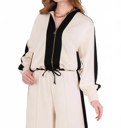 Emily Mccarthy Bailey Bomber Jacket In Black & Sand