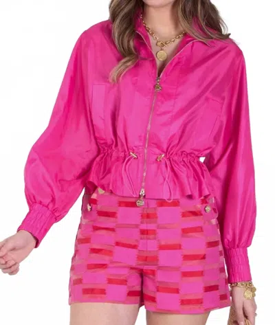Emily Mccarthy Bailey Bomber Windbreaker In Very Berry Pink Taffeta