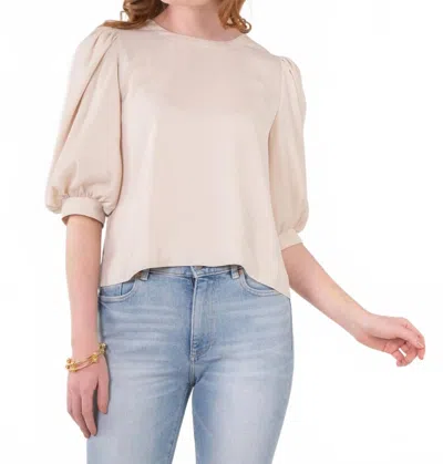 Emily Mccarthy Bella Puff Sleeves Top In Sandshell In Neutral