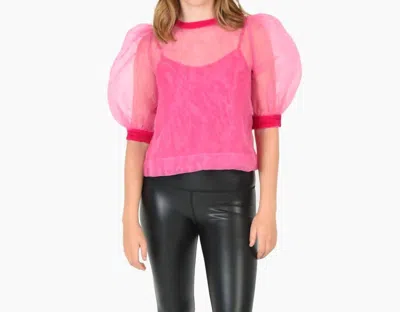 Emily Mccarthy Bella Top In Fuchsia Cheetah In Multi