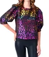 Emily Mccarthy Bella Top In Gold Cheetah Jacquard In Multi