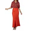 Emily Mccarthy Bias Maxi Skirt In Tangerine In Red