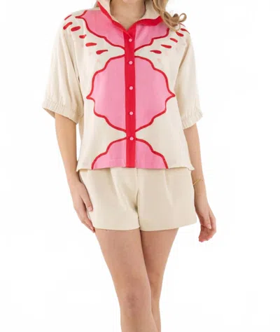 Emily Mccarthy Bonny Dolman Sleeves Top In Pink Palace In Multi