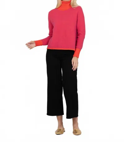 Emily Mccarthy Boxy Turtleneck Top In Raspberry In Black