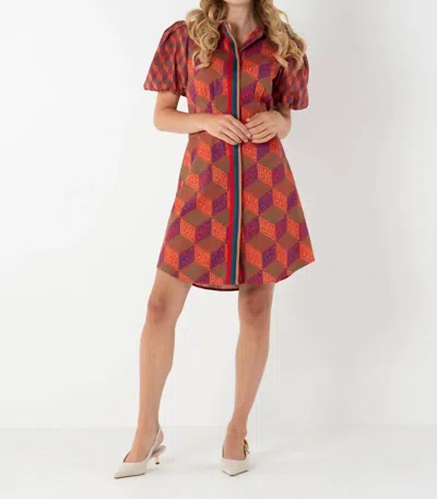 Emily Mccarthy Britt Dress In Vintage Monogram In Red