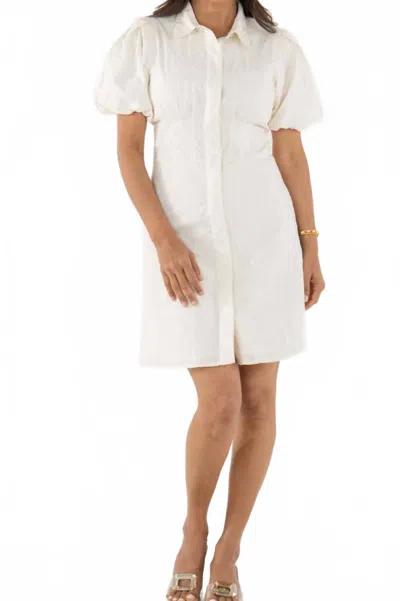 Emily Mccarthy Britt Puffed Sleeves Mini Dress In Gardenia In White