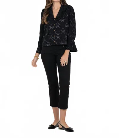 Emily Mccarthy Cameron Pleated Cuff Sleeves Top In Bow Lattice In Multi