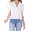 Emily Mccarthy Cameron Scalloped Collar Top In White Taffeta In White