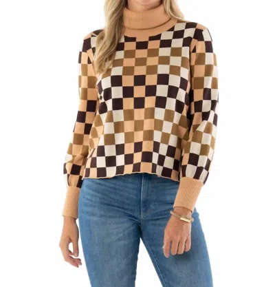 Emily Mccarthy Cameron Turtleneck Sweater In Tweed In Multi