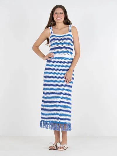Emily Mccarthy Capri Knit Skirt In Amalfi In Blue