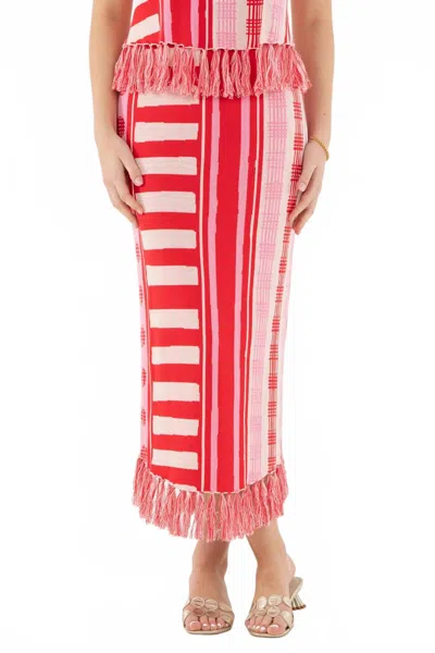 Emily Mccarthy Capri Knit Skirt In Peach Jubilee In Multi