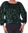 Emily Mccarthy Celeste Crop Top In Green Sequin In Green