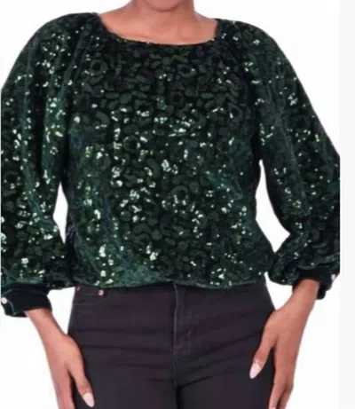 Emily Mccarthy Celeste Crop Top In Green Sequin