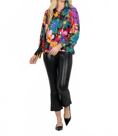 Emily Mccarthy Charlotte Top In Midnight Garden In Multi