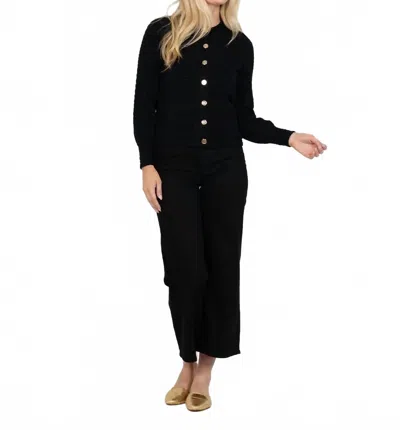 Emily Mccarthy Chloe Knit Cardigan In Midnight Monogram In Black