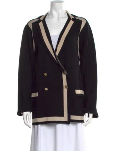 Pre-owned Emily Mccarthy Colorblock Pattern V-neck Sweater In Black