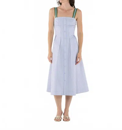 Emily Mccarthy Constance Midi Dress In Grapemist Stripe In Blue