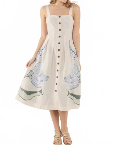 Emily Mccarthy Constance Midi Dress In Lavender Fields In Neutral