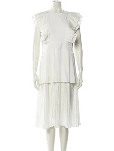 Pre-owned Emily Mccarthy Crew Neck Midi Length Dress In Neutral