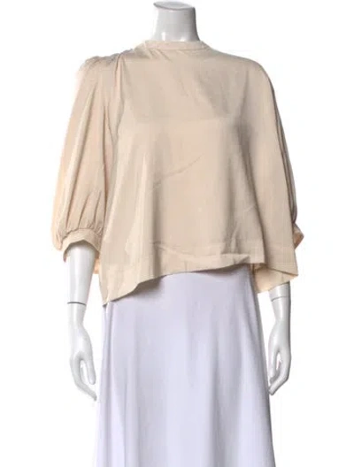 Pre-owned Emily Mccarthy Crew Neck Short Sleeve Top In Brown